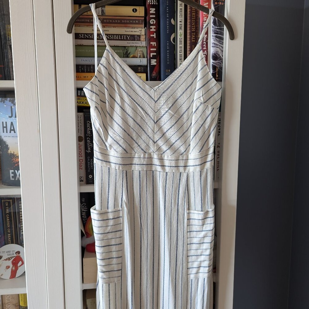 NWOT Boho Maxi Dress // Monteau // Ivory & Blue Pattern // Size M